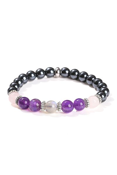 Choice MULTI 20cm 1PC/Empath Protection Bracelet Black Tourmaline Hematite Rose Quartz Amethyst and Labrado