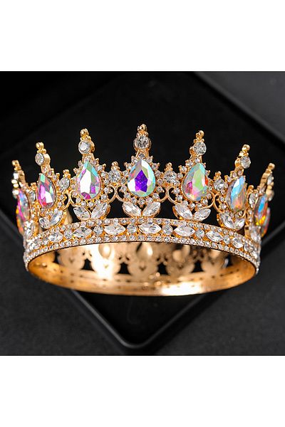 Choice Gold Baroque Crystal Tiaras And Crowns Rhinestone Prom Diadem Headband Crown Bridal Wedding Hair Acc