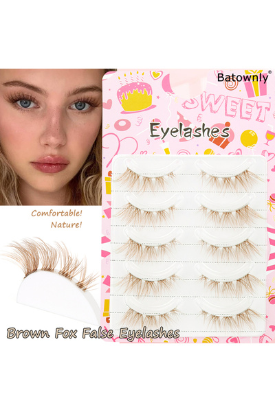 Choice Brown-SHJ-2501 5 Pairs of 3D Brown False Eyelashes for Comic Eyes to Naturally Elongate The Tail of