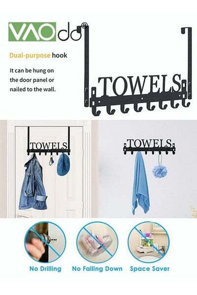 VAODO Door Hook Bathroom Towel Hook Office Clothes Bag Hook Super Load-bearing 5 Hooks Suitable
