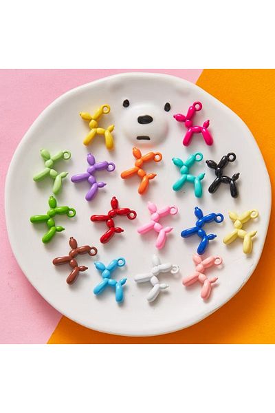 Choice Random Mix-10pcs 10pcs 19x14mm 3D Balloon Dog Charms Pendant Multi-colors Mixed DIY Necklace Keychai