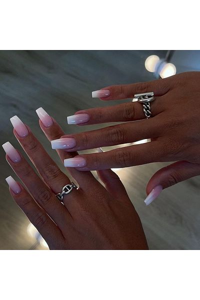 Choice QHW1267 24 PCS short ballet-shaped French minimalist pink gradient nails +1 nail glue +1 nail file