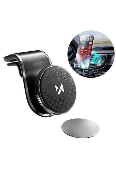 WOZINSKY Suport magnetic de telefon pentru grila auto, rotație 360°, negru