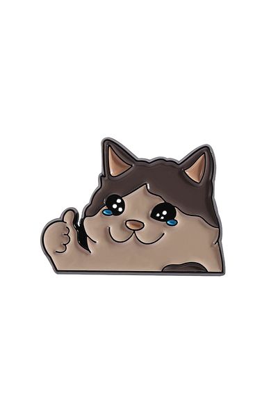 Choice as show Thumb Up Crying Cat Enamel Pin Kawaii Humorous Animal Brooch Lapel Backpack Badge Funny Jewe