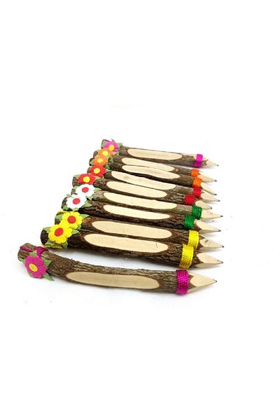 Ayver 18cm Decorated Tree Wood Decorative Pencil Wood Lead Pencil 2Pcs