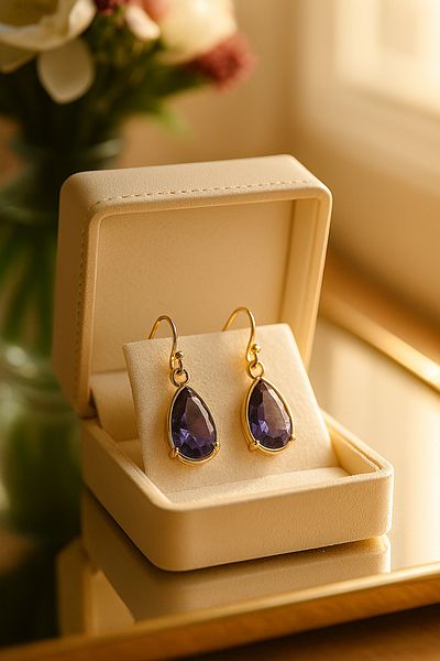 OEM Purple Earrings With 18k Gold Pancakes – Elegance And Shine