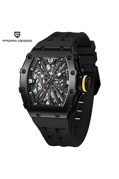 Choice full black PAGANI DESIGN 2024 Luxury Mens Quartz Watches Barrel Shape Waterproof Wrist Watch For Men
