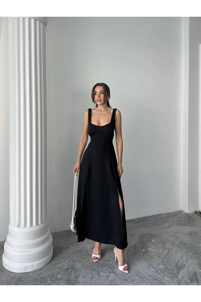 MAXMOOR Tulip Midi Dress - Black
