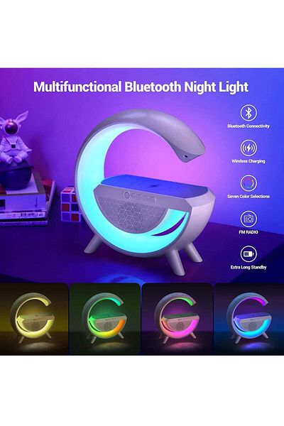 Generic مكبر صوت LED لاسلكي قابل لإعادة الشحن مع بلوتوث ووضع Aux وشحن الهاتف المحمول لاسلكيًا