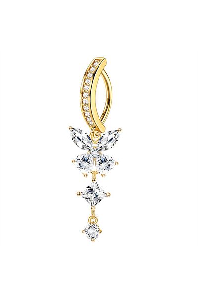 Choice Gold Color 2025 New 1pc Fashion Personalized Butterfly Pendant Zircon Belly Ring Women Piercing Body