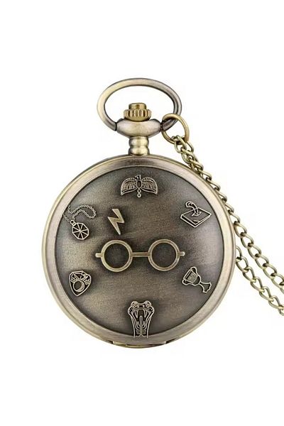 Choice GU TONG Vintage Style Bronze Accessories Clock Pendant Glitter Glasses Necklace Pocket Watch Kids Me