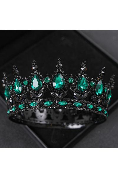 Choice Green Baroque Crystal Tiaras And Crowns Rhinestone Prom Diadem Headband Crown Bridal Wedding Hair Ac