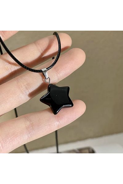 Choice black Pentagram Star Crystal Pendant Necklace Sacred Healing Gemstone Natural Stone Pendant for Wome