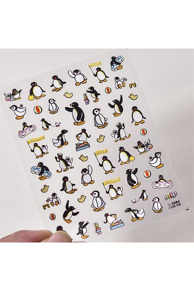 Choice 1pcs to3284 1pcs 5D Kawaii Penguin Nail Stickers Cartoon Animals Self Adhesive Nail Art Decorations