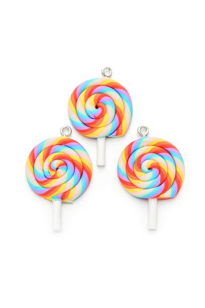Choice Style 5 10pcs/pack Multi-color Soft Clay Simulation Lollipop Charms Pendant For Women Girls DIY Neck