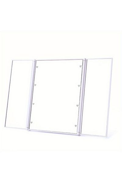 Choice WHITE Portable LED Three Sided Makeup Mirror Folding Design Travel Vanity Cosmetic Mirror with Adjus