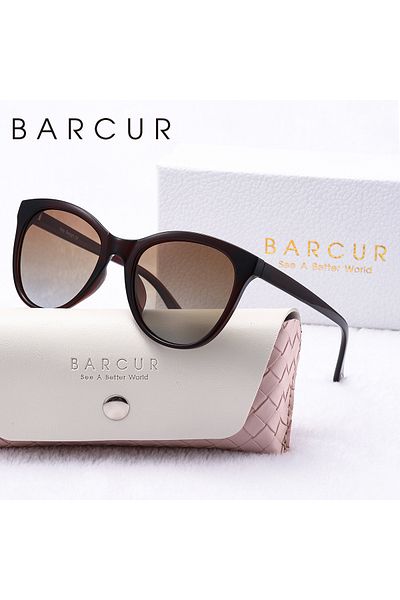 Choice GradientTea BARCUR Transparent Women Sunglasses Comfort Durable Beautiful PC Cat Eye Frame Party Tra