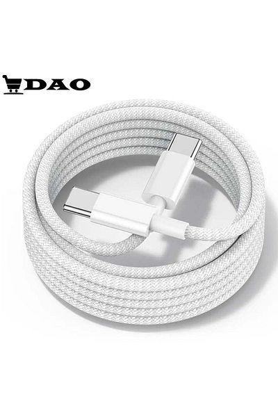 DAO Charging/Data Cable Type-C to Type-C Fast Charge White Braided