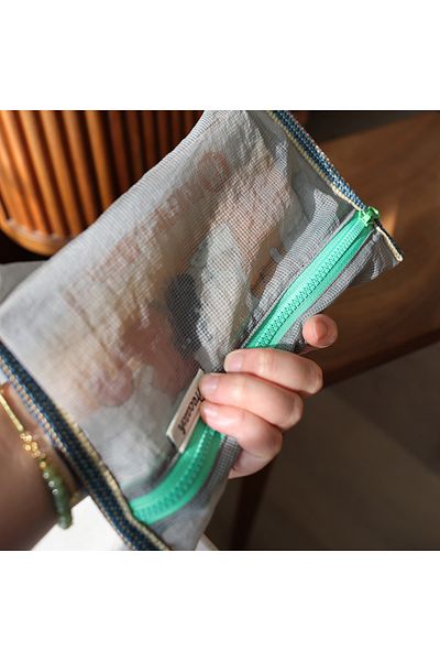 Choice GRAY Translucent mesh nylon storage bag ID bag travel ticket data line pen storage portable thin fol