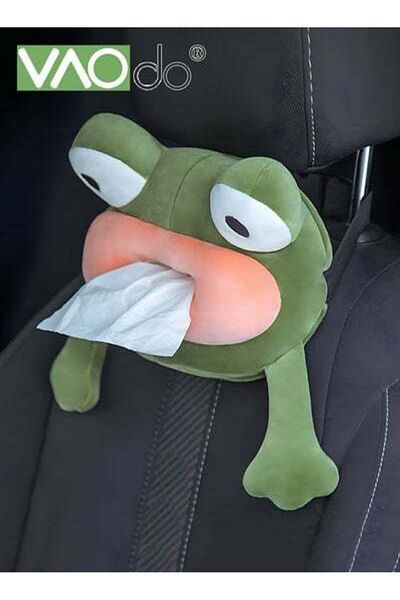 VAODO Cartoon Car Tissue Holder Hanging Plush Car Decoration Cute Frog Shape Smooth Out Paper Is Suitable