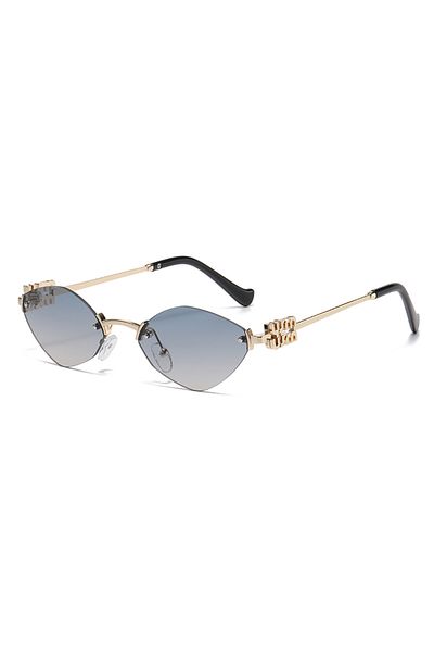 Choice BLUE YELLOW C5 New Fashionable Men Borderless Diamond Shaped Sunglasses High-End Metal Neutral Style