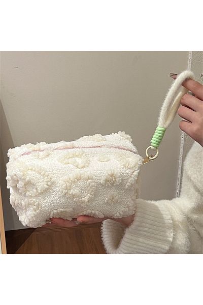 Choice B Plush Makeup Bags with Handle Soft Travel Cosmetic Storage Bag Portable Love Print Organizer Penc.