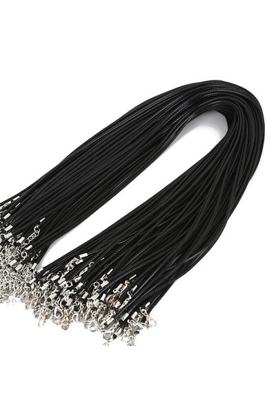 Choice 50cm 1.5MM 100pcs/Lot Bulk 1.5-2MM Black Wax Leather Snake Necklaces Cord String Rope Wire Extender