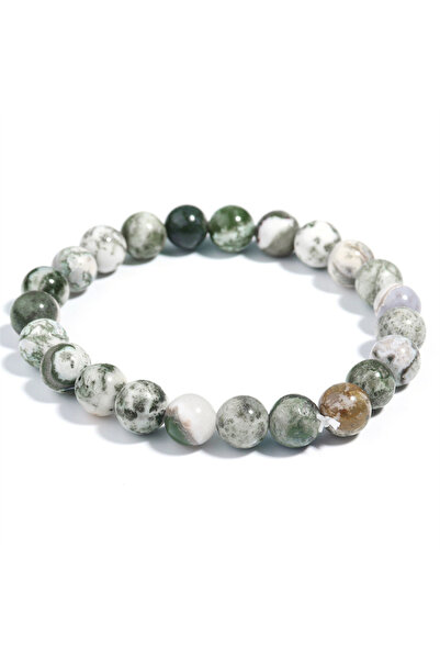 Choice سوار من حجر كريستالي لعلاج الاكتئاب، قطعة واحدة، ٨ مم. عقيق شجيري. يُخفف التوتر ويُعزز الصحة.