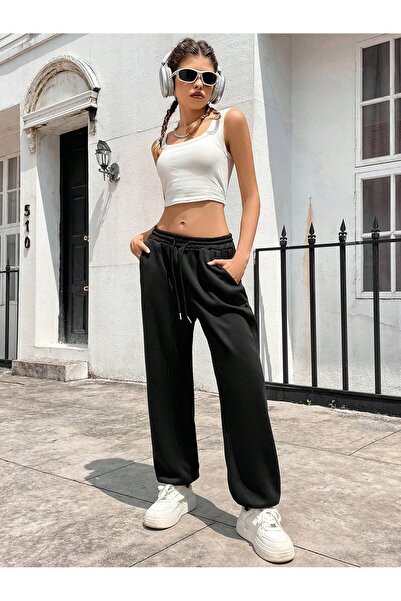 Lider Leather Γυναικείο παντελόνι φόρμας με λάστιχο στο τελείωμα