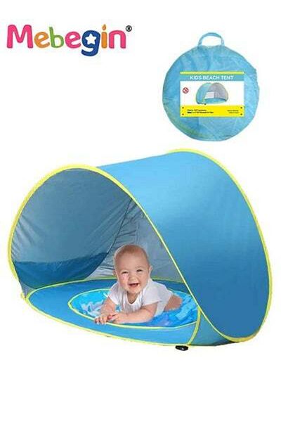 MEBEGIN Pop Up Beach Tent with 4 Ground Spikes and Storage Bag Large Anti-UV Beach Tent Pop Up Sun Shade