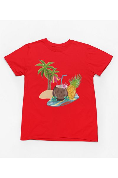 MAGORS Stil-X Beach Li̇fe Printed Cycling Collar 100% Cotton Girl's Tshirt White,Yellow,Red,Black