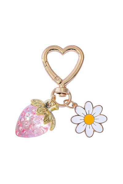 Choice B ZAKOL Fresh Strawberry Pendant Keychain Flower Charm Keyrings Ornament Backpack Wallet Pendants G.