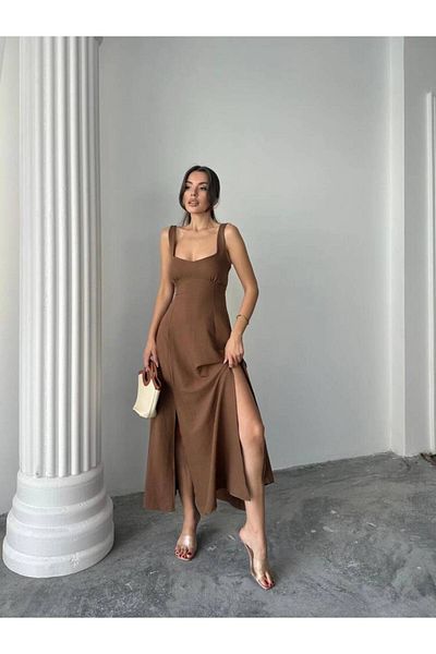 MAXMOOR Tulip Midi Dress - Brown