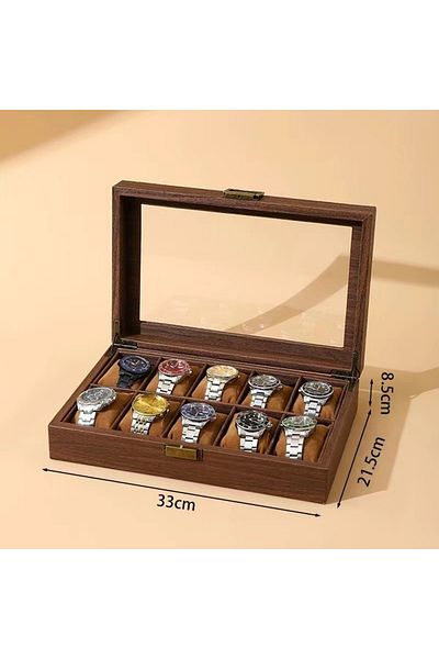 Choice صندوق ساعة من الجلد الصناعي بتصميم عتيق من DELESYS مكون من 10 أوضاع، صندوق هدايا إبداعي للساعات