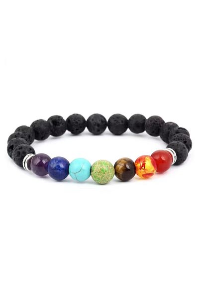 Choice 19.5cm style 11 1pcs Bracelet For Men And Women Volcanic Stone Hand Beaded Colored Stone Stretch Han
