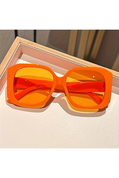 Choice Orange Festive Beach Party Club Sunglasses: Oversized, Square Frames in Vibrant Colors - Perfect for