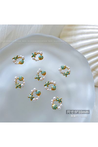 Choice 5pcs 5pcs Japanese Luxury Pearl Shell Nail Accessories 3D Colored Scallop Flower Wreath Pearl Nail C