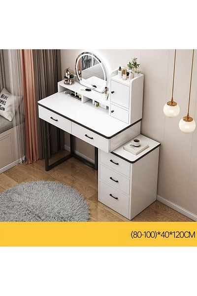Türkiye Makeup Vanity Table with Drawers and Mirror, 100cm, DIY Home Bathroom Vanity with Storage