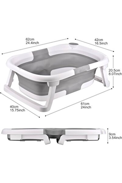 Yelajoy Foldable Baby Bath Tub, With Thermometer, Lightweight And Durable, gift for 0-24 months, Gray