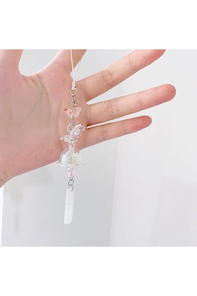 Choice A Y2K Fashion Sweet Flower Beaded Wind Chime Pendant Cute Phone Charm Strap Keychain Woman Bag Char.