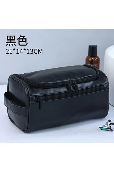 Choice Black-pu Men Vintage Luxury Toiletry Bag Travel Necessary Business Cosmetic Makeup Cases Male Hangin