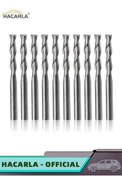 MOTIM 10 PCS 3.175 17mm Carbide Flat Nose End Mill CNC Router Bits Double Flute Upcut Spiral Set Tool