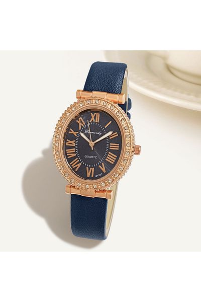 Choice Blue Women's Watch Quartz Fashion Wristwatch Women Pu Leather Watches Ladies Clock Festival Gift Val