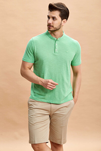 SMILE Pahoa Green Cotton Judge Collar T-Shirt