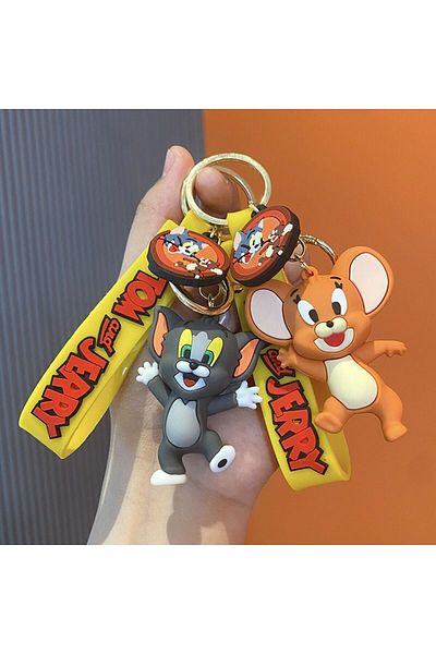 Miniso 1 Pair 1Pair Tom Jerry Keychain Cute Anime Cartoon Figure Bag Pendent Keyring Car Key Accessories Ke