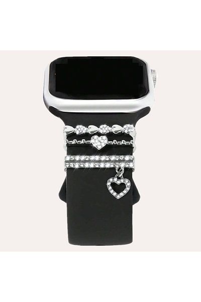 Choice Silvery 1 Set Love Crystal Alloy Watch Band Ornament Decoration Ring For Watch Accessories 38mm, 40m