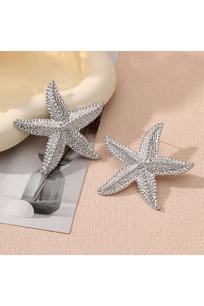 Choice Silver Big Version Cross-border Hot Sale, Summer Starfish Earrings, Simple Fashion Trend Starfish El