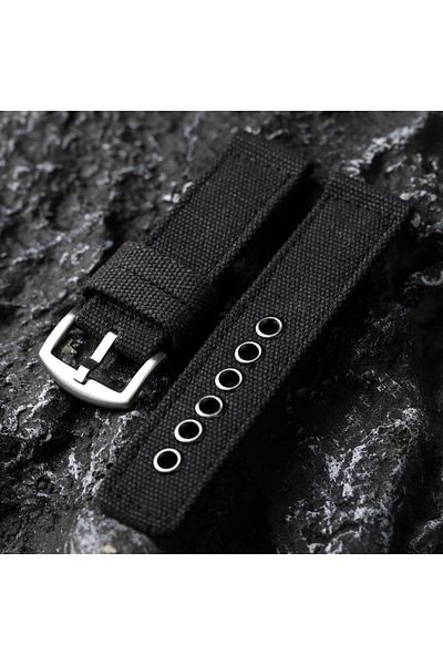 Choice 20mm Brack Double Canvas Thickened Watchband 20 22 24MM Black Green Vintage Waterproof Men Watch Bra