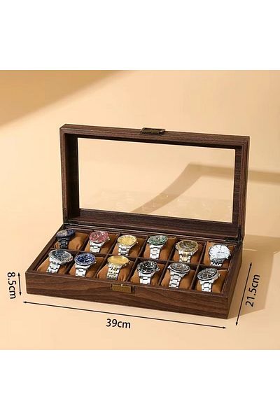 Choice 12 Positions DELESYS New Style Retro Imitation Wood Grain Leather Watch Box Creative Gift Box For Wa