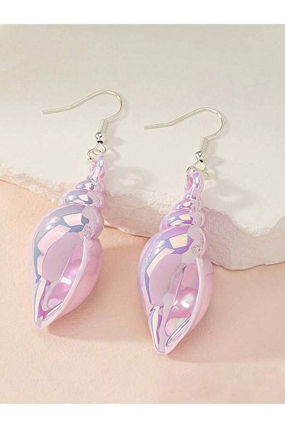 Choice AEH70258 Unique Ocean Style Design Pink Rainbow Light Conch Shaped Earrings Holiday Party Gifts Jewe